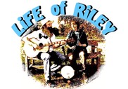 Ceilidh Band, Life of Riley, showing Morris Wintle and caller Penny Plowden with banjo, Irish whistles and guitar.
