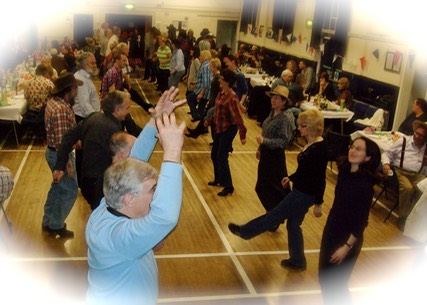 Cinderford ceilidh band, Life of Riley, playing and calling for a party near Cinderford
