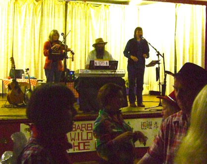 Brymawr ceilidh band, Life of Riley, playing and calling for a barn dance near Brymawr

