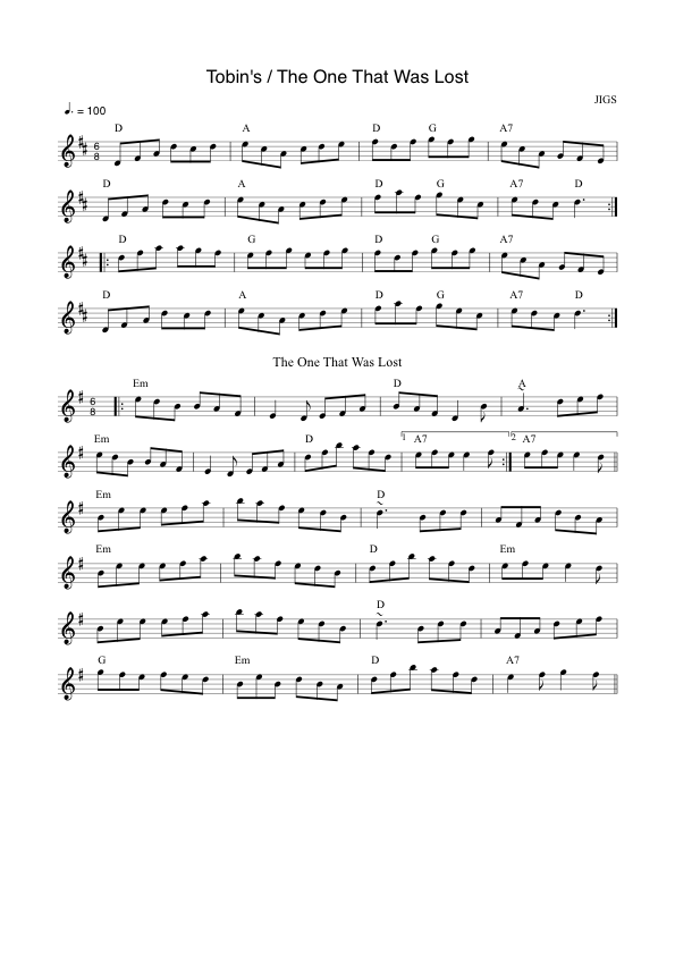 Tobin's : The One That Was Lost